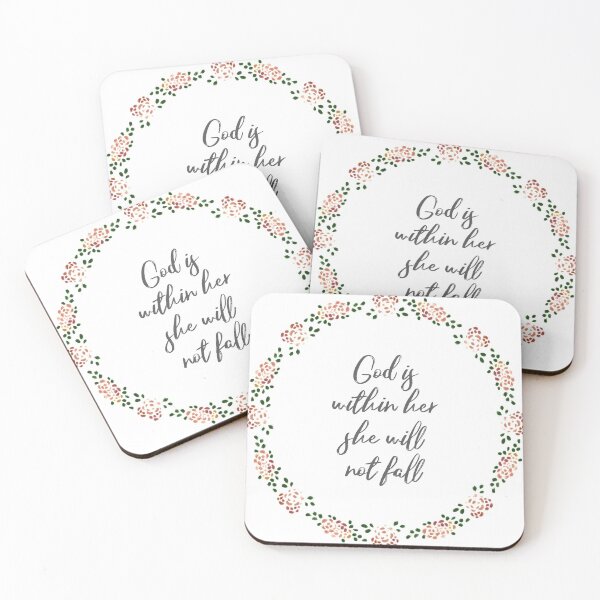 Item preview, God Is Within Her She Will Not Fall Handlettering Floral Wreath designed and sold by CarlosAlberto.