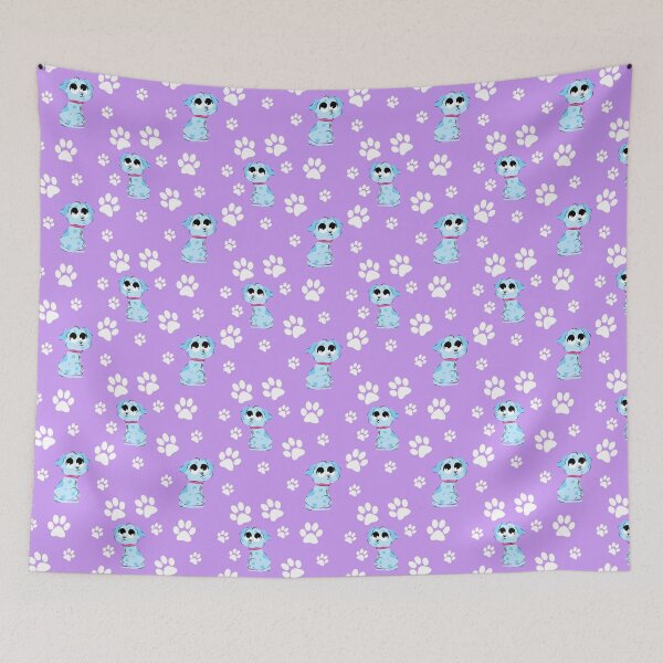 Item preview, purple and blue collar puppy dog  illustrtion pattern looking up spotted cartton white paw  designed and sold by BabyPaws.