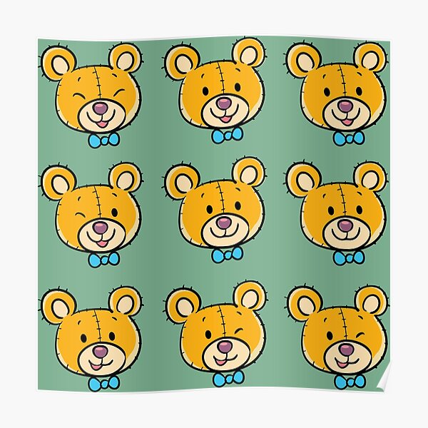 Happy Bear Heads Poster