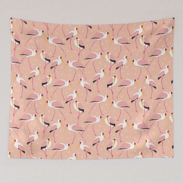 Item preview, Fun Pink Yellow Billed Storks designed and sold by Claire Wall Designs.