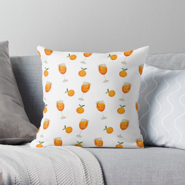 Aperol Spritz and Orange Drink Pattern Throw Pillow