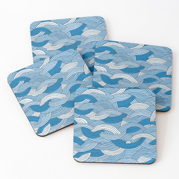Item preview, Minimal blue ocean waves doodle pattern designed and sold by baligaia.