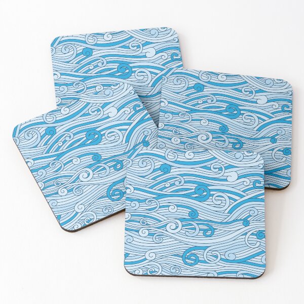 Item preview, Hand drawn minimal blue ocean waves pattern designed and sold by baligaia.