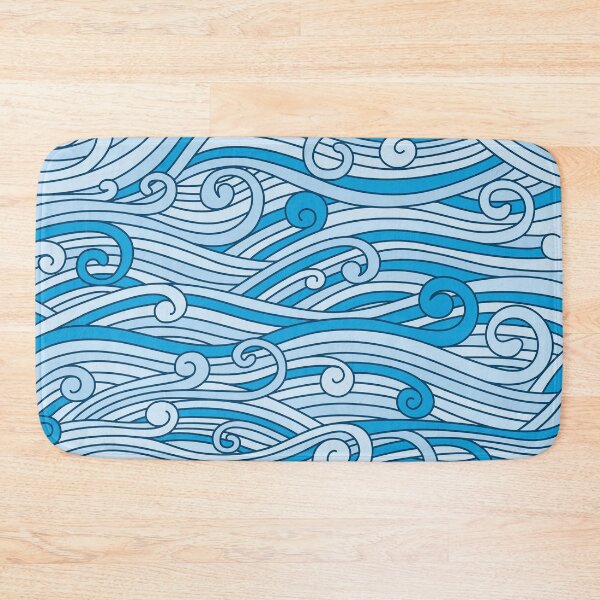 Item preview, Hand drawn minimal blue ocean waves pattern designed and sold by baligaia.