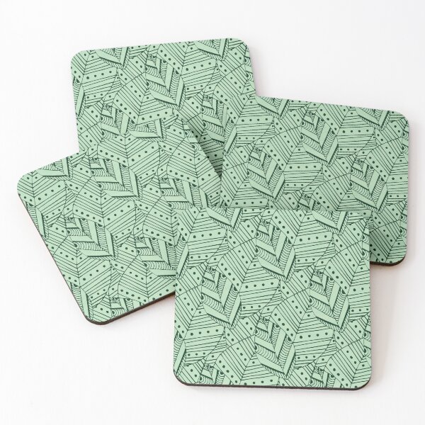 Item preview, Hand drawn leafs minimal mint green pattern designed and sold by baligaia.