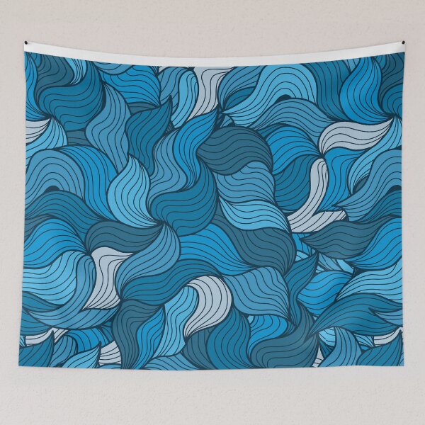 Item preview,  Hand drawn minimal blue ocean waves pattern designed and sold by baligaia.