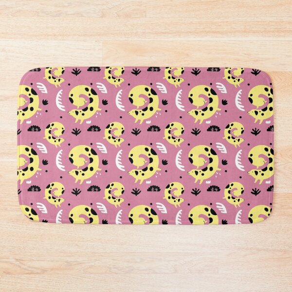 Item preview, pink muave background with  yellow black and white illustration  puppy dog  illustrtion pattern swirl bush hotdog weiner pattern designed and sold by BabyPaws.