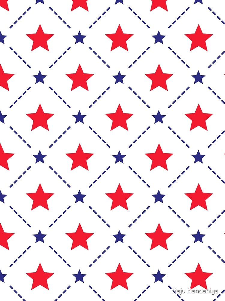 Thumbnail 5 of 5, A-Line Dress, Red Blue Stars Pattern designed and sold by ArtOfPattern.
