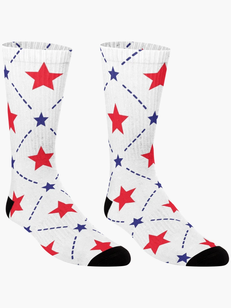 Thumbnail 3 of 5, Socks, Red Blue Stars Pattern designed and sold by Raju Nandaniya.