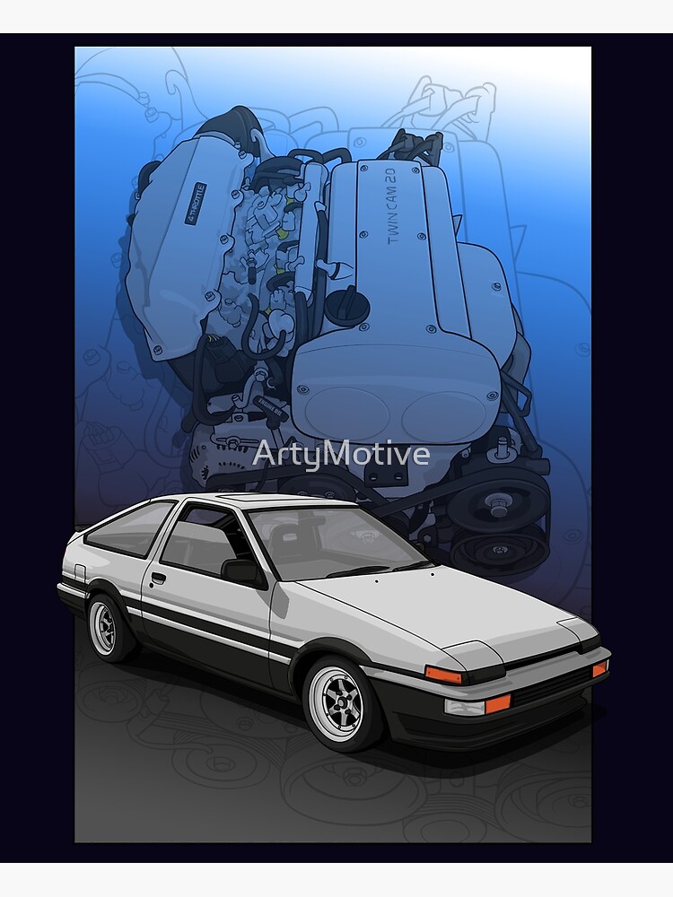 Ae86 X Silvertop 4a Ge Engine Engine Swap Greeting Card By Artymotive Redbubble