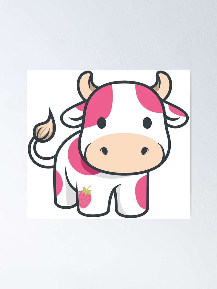 "Cute strawberry cow" Poster for Sale by Summermint | Redbubble