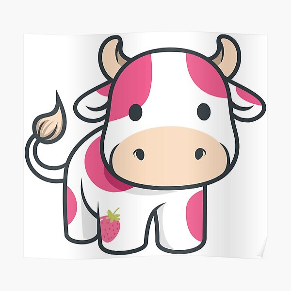 "Cute strawberry cow" Poster for Sale by Summermint | Redbubble