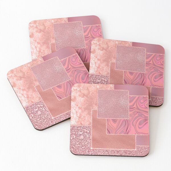 Item preview, Rose Gold & Rose Metallic Marble Squares designed and sold by Lucky-Town-Art.