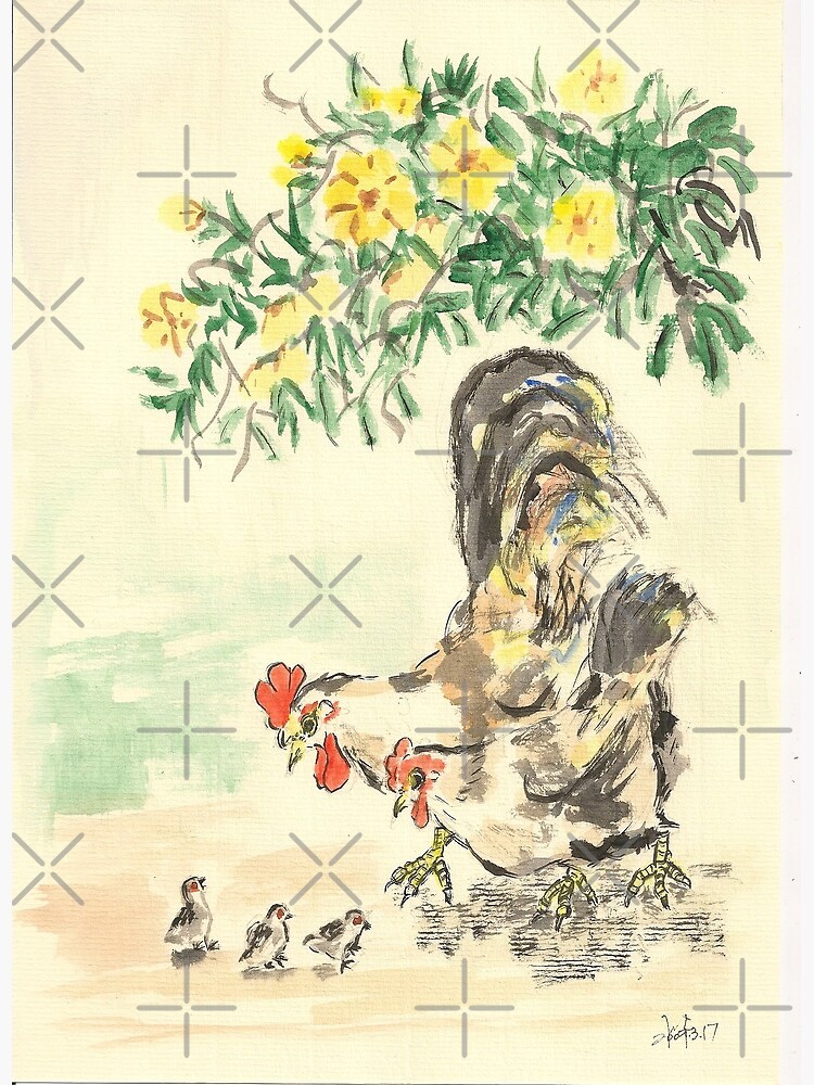 Chickens and Yellow Flowers by whya