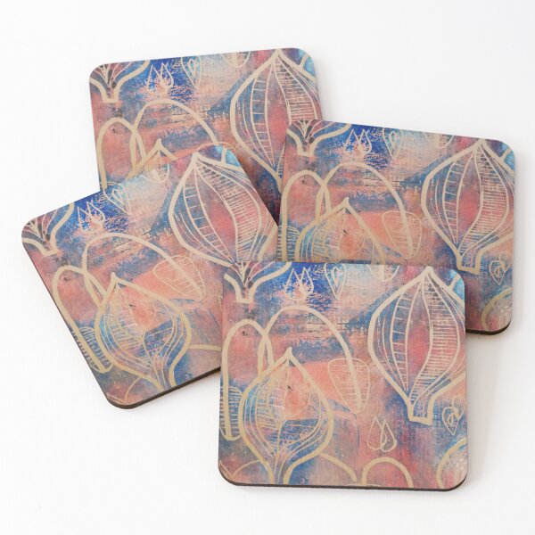 Item preview,  Coloured retro seedpod pattern designed and sold by CathyB-P.
