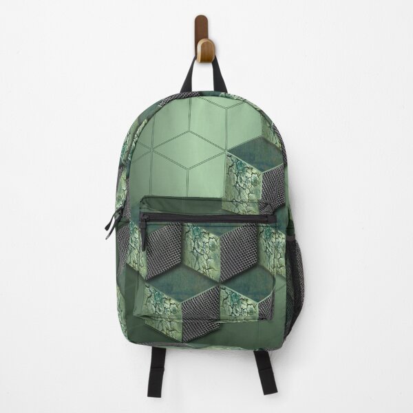 Item preview, 3D like geometric pattern with green stone and metal textures designed and sold by CiniArt.