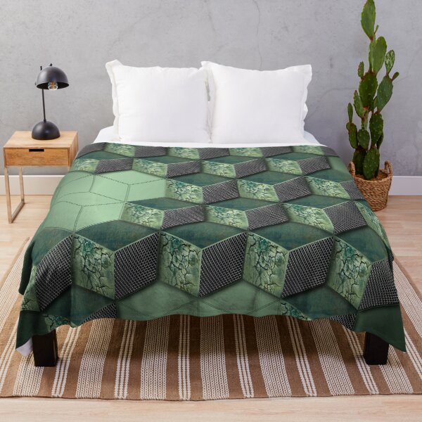 Item preview, 3D like geometric pattern with green stone and metal textures designed and sold by CiniArt.