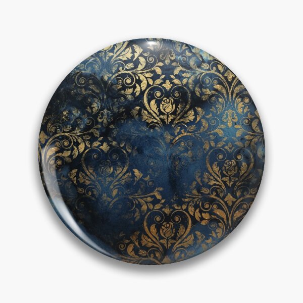 Item preview, Indigo Blue Shiny Gold Damask  designed and sold by MysticMarble.