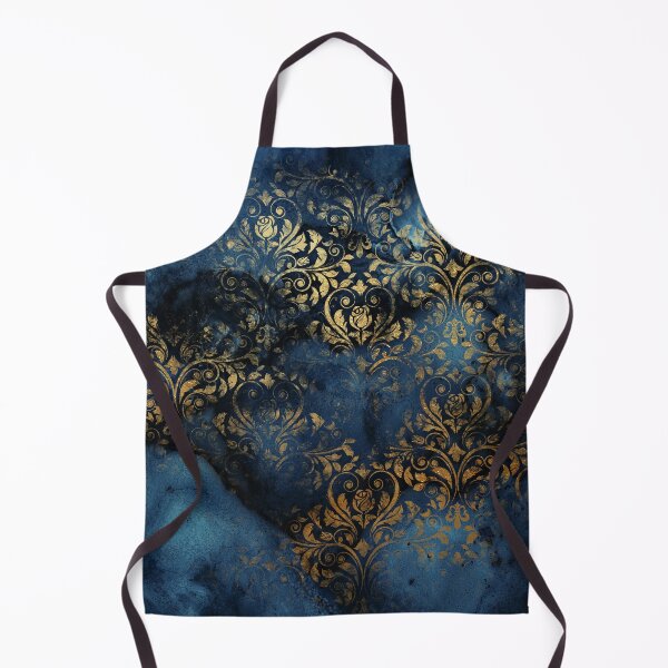 Item preview, Indigo Blue Shiny Gold Damask  designed and sold by MysticMarble.
