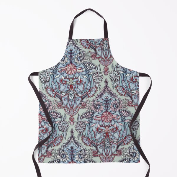 Item preview, Botanical Moroccan Doodle Pattern in Navy Blue, Red & Grey designed and sold by micklyn.