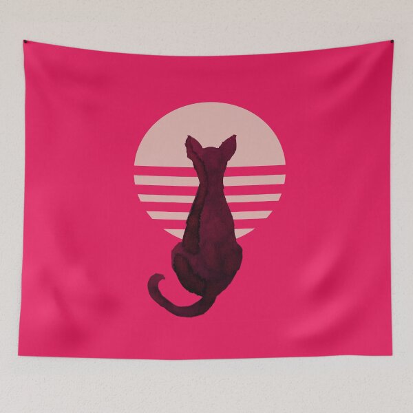 Item preview, 80's retro wave cat sun designed and sold by Catlit.