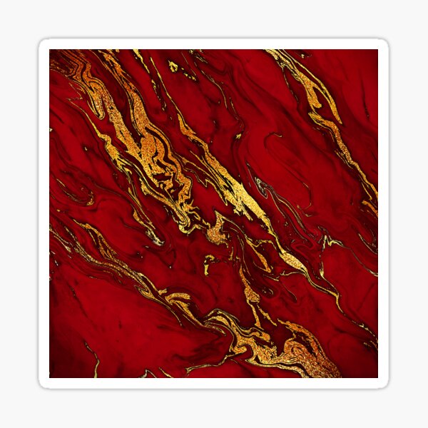 Faux Fire Red And Gold Marble Sticker