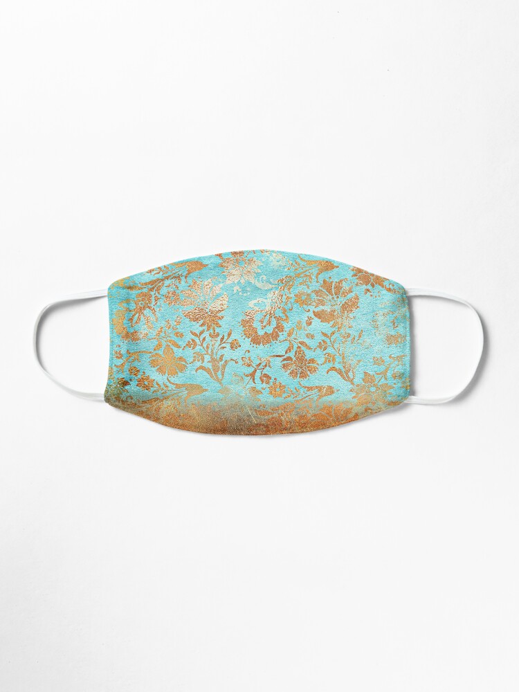 Alternate view of Turquoise Glamour Copper Gatsby Damask Mask