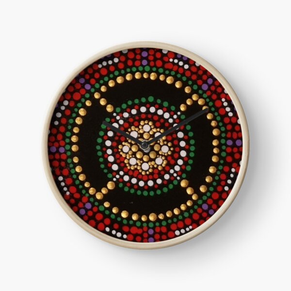 Red Gold Black Mandala Clock