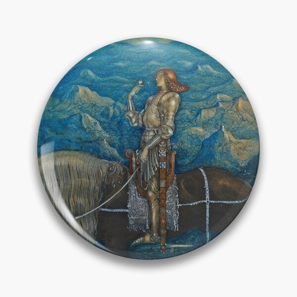 Artikelvorschau, Knight on horseback holding a small bird Vintage John Bauer fantasy artwork entworfen und verkauft von Vintage Designs +.