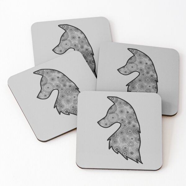 Item preview, Minimalistic wolf head with mandala pattern in black and white designed and sold by CiniArt.