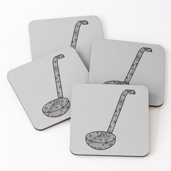 Item preview, Minimalistic ladle with mandala pattern in black and white designed and sold by CiniArt.