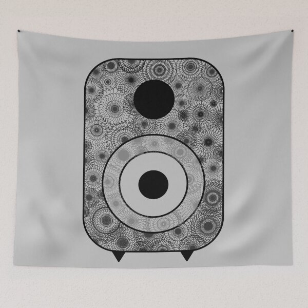 Item preview, Minimalistic speaker with mandala pattern in black and white designed and sold by CiniArt.