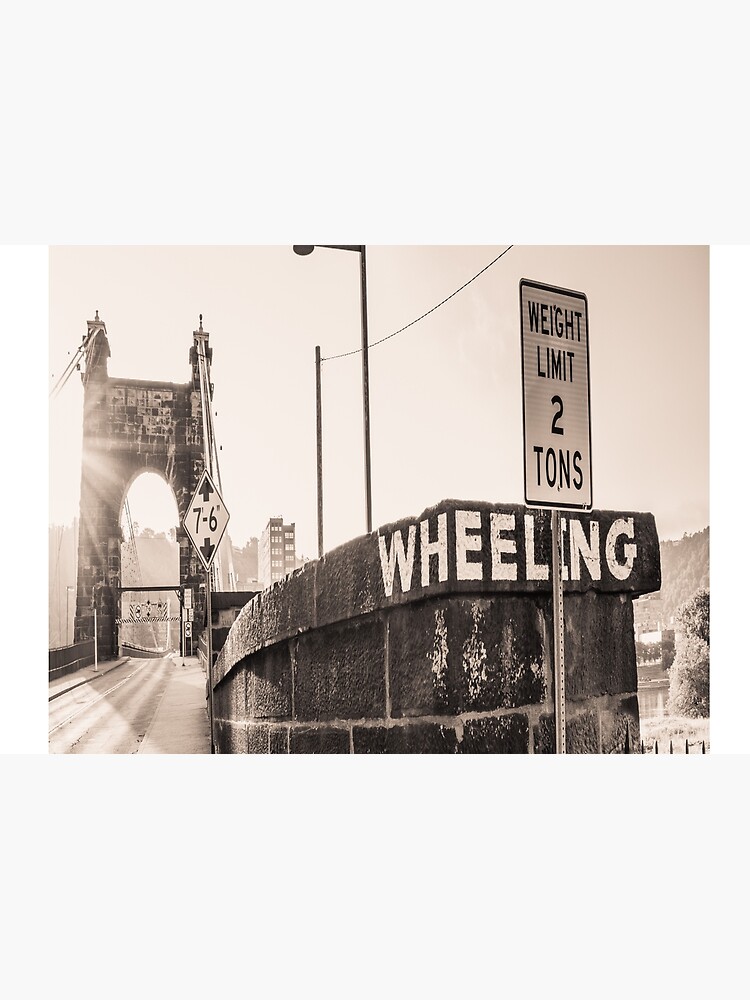 Wheeling Suspension Bridge West Virginia Vintage Sign Photograph by rbaaronmattie