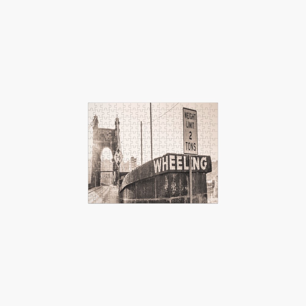Wheeling Suspension Bridge West Virginia Vintage Sign Photograph Jigsaw Puzzle