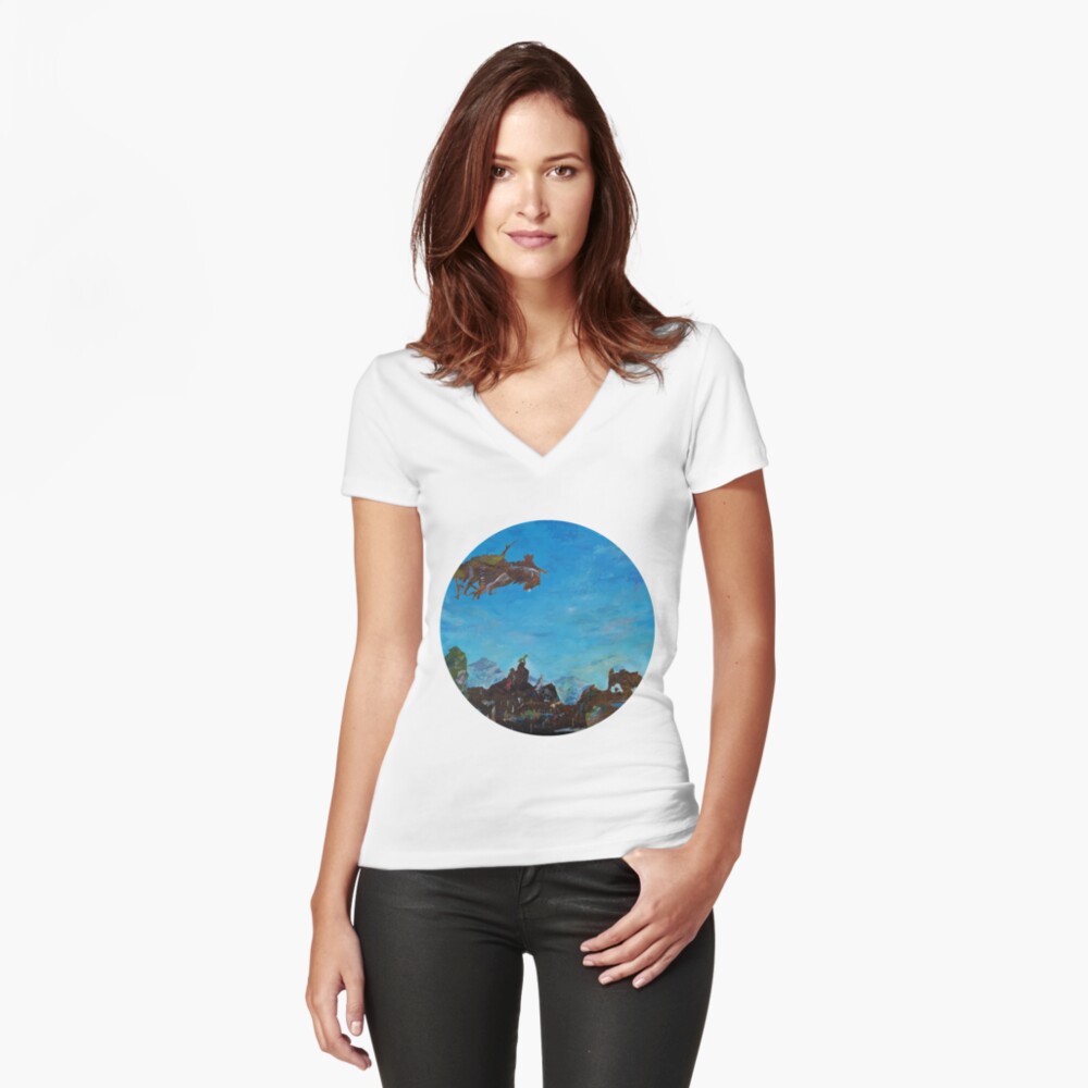 Item preview, Tailliertes T-Shirt mit V-Ausschnitt designed and sold by LillianBerthel.