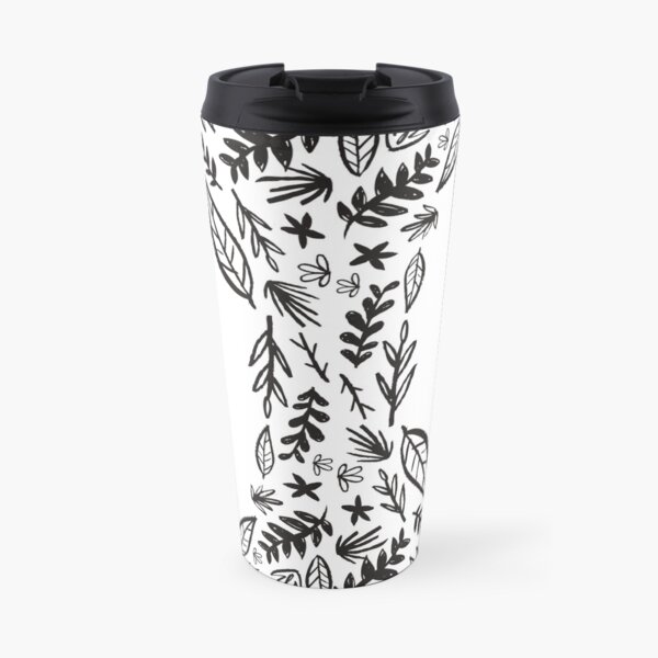 Black and white tribal pattern flower Travel Mug