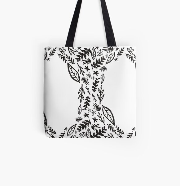 Black and white tribal pattern flower All Over Print Tote Bag