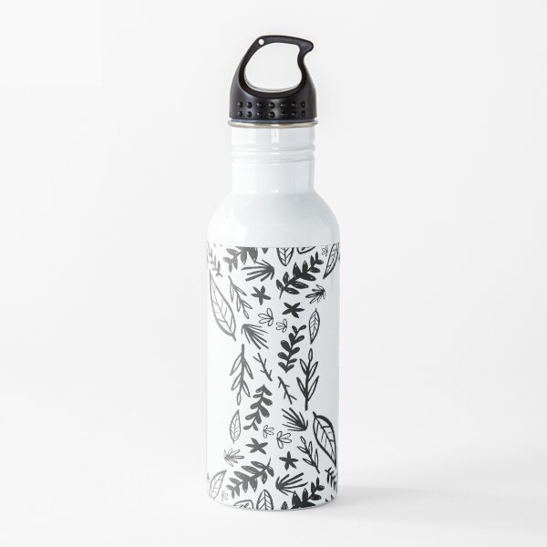 Black and white tribal pattern flower Water Bottle