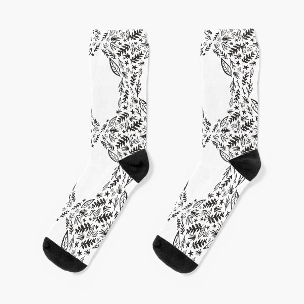 Black and white tribal pattern flower Socks