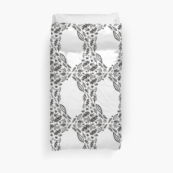 Black and white tribal pattern flower Duvet Cover