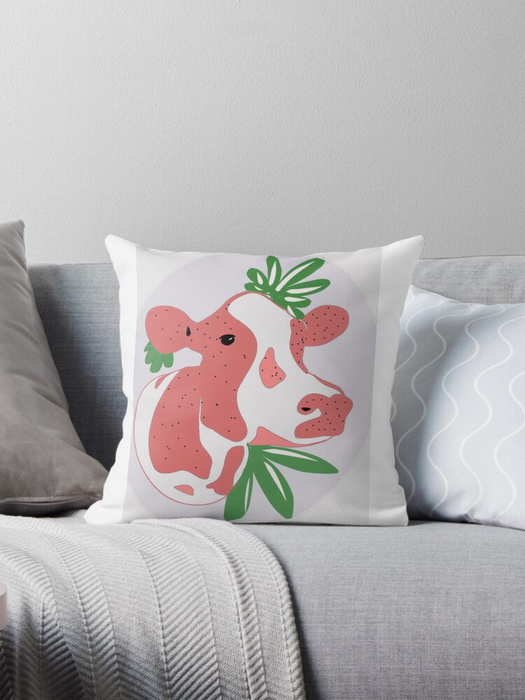 Thumbnail 1 of 4, Pillow, Strawberry cow designed and sold by racer0220.