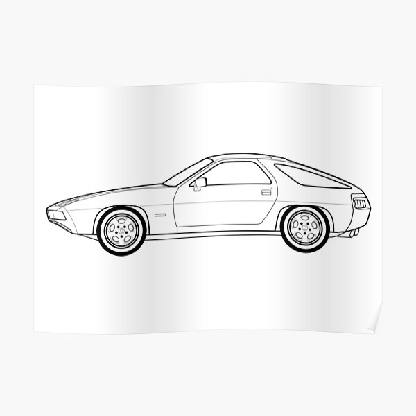 Porsche 928 Line drawing artwork Poster