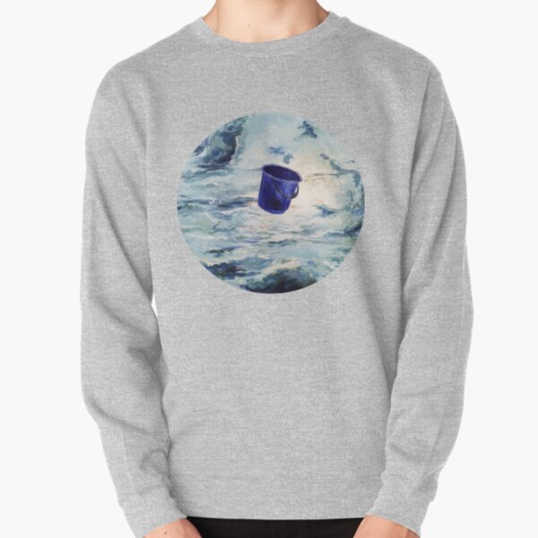 Ein blauer Eimer fliegt durch die Wolken Pullover
