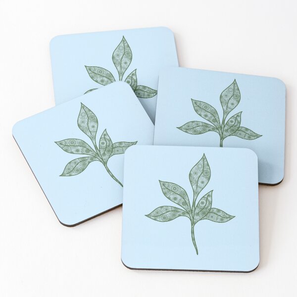 Item preview, Minimalistic plant with mandala pattern in green and blue designed and sold by CiniArt.