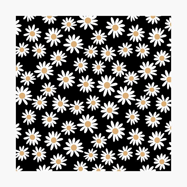 Daisies - daisy pattern, floral, florals, flower, retro, vintage, 70s, camel, brown, rust, earthy, terracotta Photographic Print