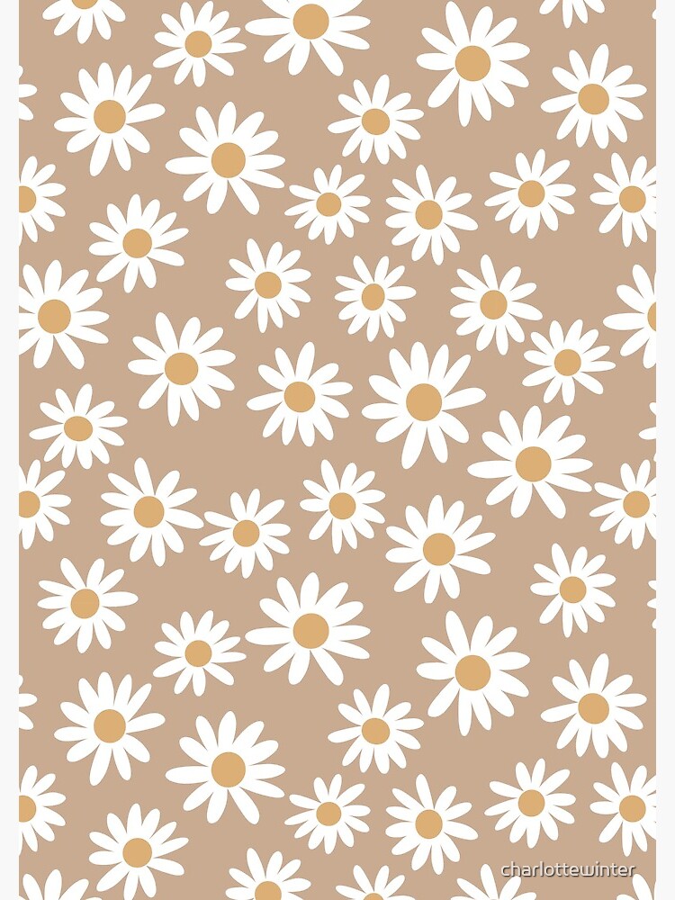 Light Daisies - daisy pattern, floral, florals, flower, retro, vintage, 70s, camel, brown, rust, earthy, terracotta by charlottewinter