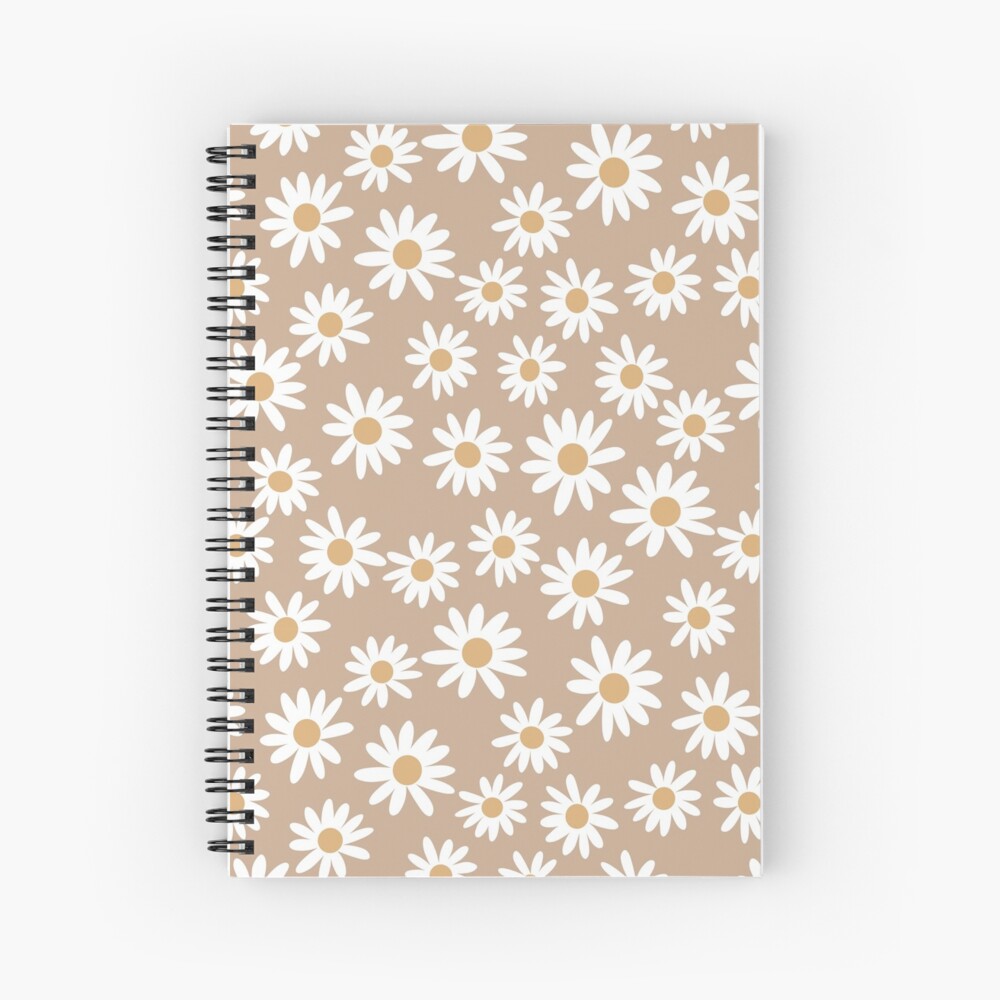 Light Daisies - daisy pattern, floral, florals, flower, retro, vintage, 70s, camel, brown, rust, earthy, terracotta Spiral Notebook