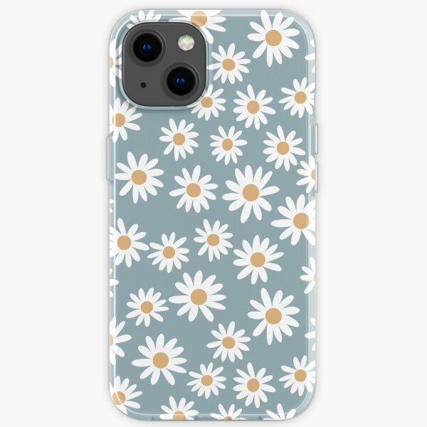 Blue Daisies - daisy pattern, floral, florals, flower, retro, vintage, 70s, camel, brown, rust, earthy, terracotta iPhone Soft Case