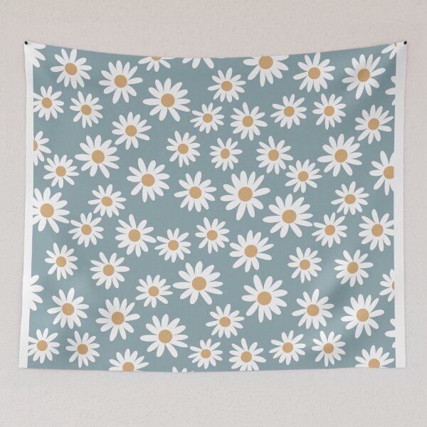 Item preview, Blue Daisies - daisy pattern, floral, florals, flower, retro, vintage, 70s, camel, brown, rust, earthy, terracotta designed and sold by charlottewinter.
