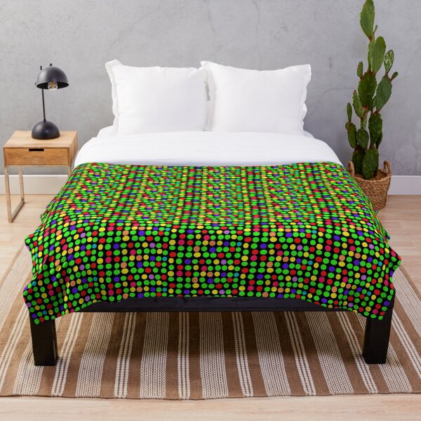 "Polka Dots Pattern Yellow Red Green and Purple" Throw Blanket by